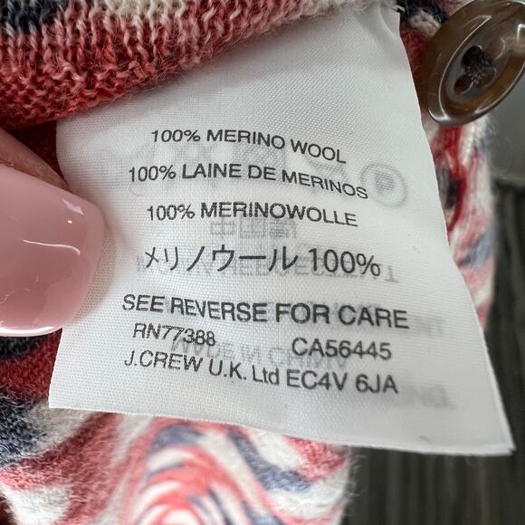 J.CREW Tippi Merino Wool Red White Black Hearts Print Shoulder Sweater Small S - Picture 9 of 9